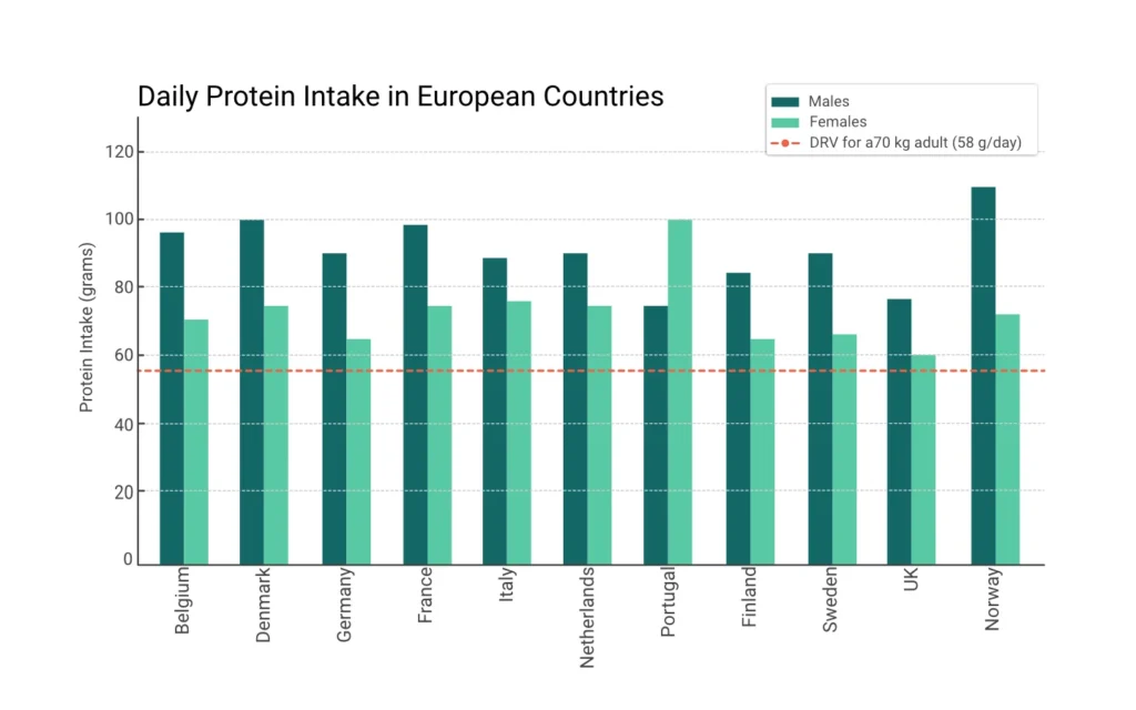 Protein Intake European Countries